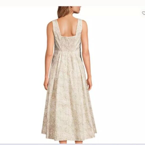 Lands End cotton midi dress 12 p l 12p beige white summer Sundress new 134.95 - Picture 5 of 7